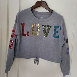 Soho NY&Co street long sleeve crop top, sz S